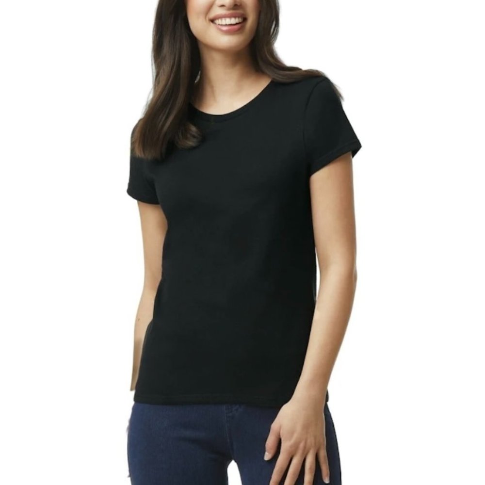 12 Pieces G500L Women’s Gildan Black Tshirts Plain 100% Heavy Cotton Size M